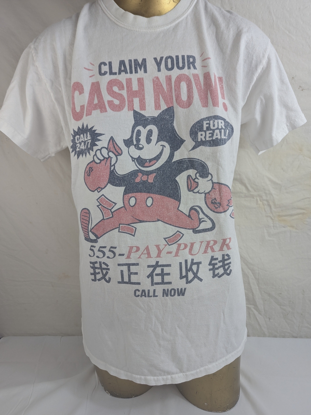 Felix The Cat Claim Your Cash Now Graphic Tee White Medium